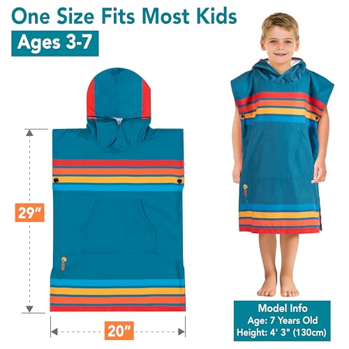 Suncube SUN CUBE Kids Surf Poncho, Hooded Changing Robe, Quick Dry, Absorbent, Lightweight Sand-Resistant Microfiber Wearable Towel, Beach & Pool Cover-Up for Boys & Girls (Ages 3-7, Sunset Blue) - Image 3