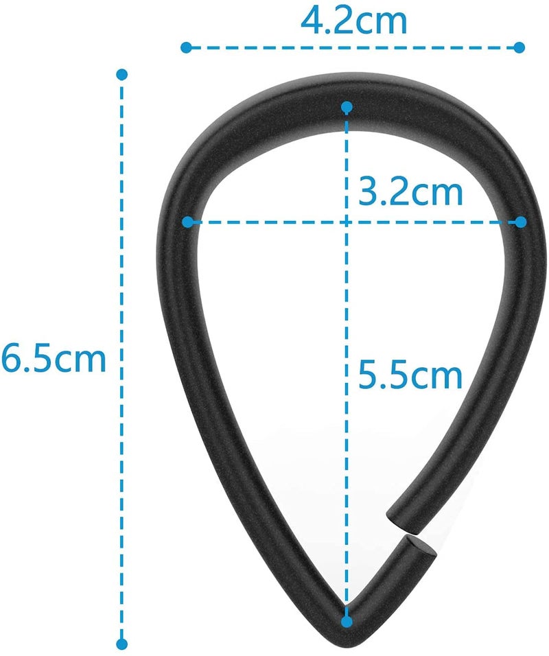 Qulable Shower Curtain Rings, 12 Pcs Plastic Hooks Drop-Shape Rings Hook Hanger for Bathroom Shower Rod, Easy Snap Closure (Black) - Image 5