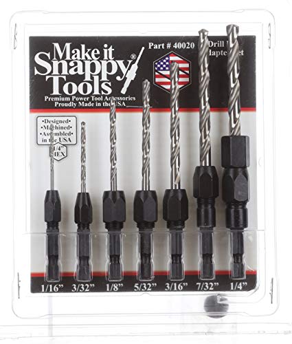 Make it Snappy Tools 40020 7-Piece Drill Bit Adapter Set, Use on Metal, Wood or Plastic, 1/16, 3/32, 1/8, 5/32, 3/16, 7/32 and 1/4 Inch Bit Size, Hex Shank Socket - Image 2