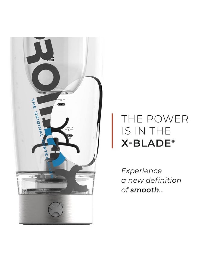 Pro Shaker Bottle (Ix-R Edition) | Rechargeable, Powerful For Smooth Protein Shakes | Includes Supplement Storage - Bpa Free | 20Oz Cup (Silver Blue/Gray)