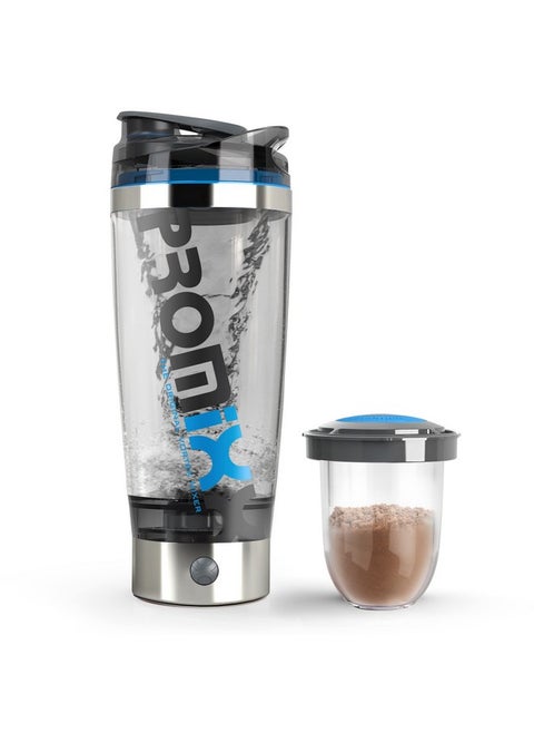 Pro Shaker Bottle (Ix-R Edition) | Rechargeable, Powerful For Smooth Protein Shakes | Includes Supplement Storage - Bpa Free | 20Oz Cup (Silver Blue/Gray)