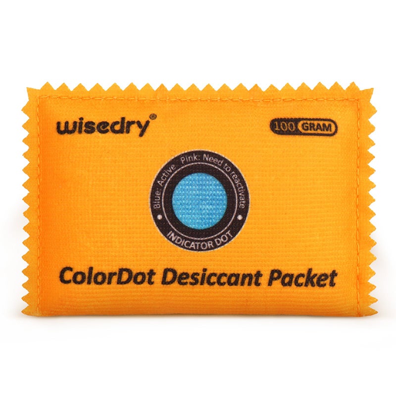 wisedry 100g Rechargeable Color-Indicating Desiccant Packs for Storage, Reusable Silica Gel Desiccant Packets, Moisture Absorbing Packs for Storage Bins, Safes, 3D Filaments, Closet, Electronics - Image 1