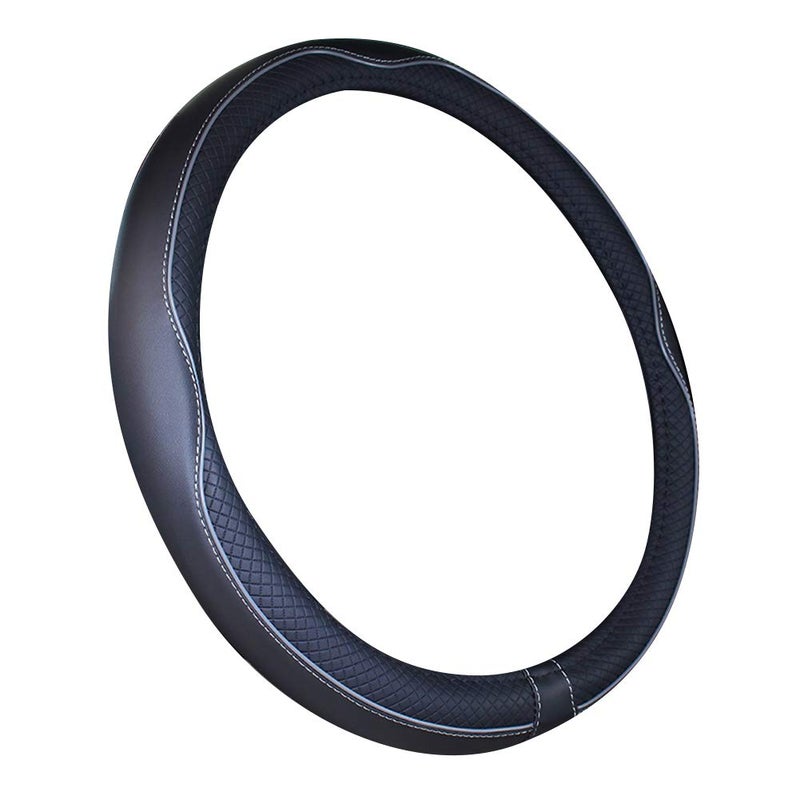 Mayco Bell Universal Standard Size Steering Wheel Cover Anti-Slip,Safety,Soft,Breathable,Durable,Full Surround,Comfortable Grip Microfiber Leather (14.5-15 inch,Black Gray) - Image 4