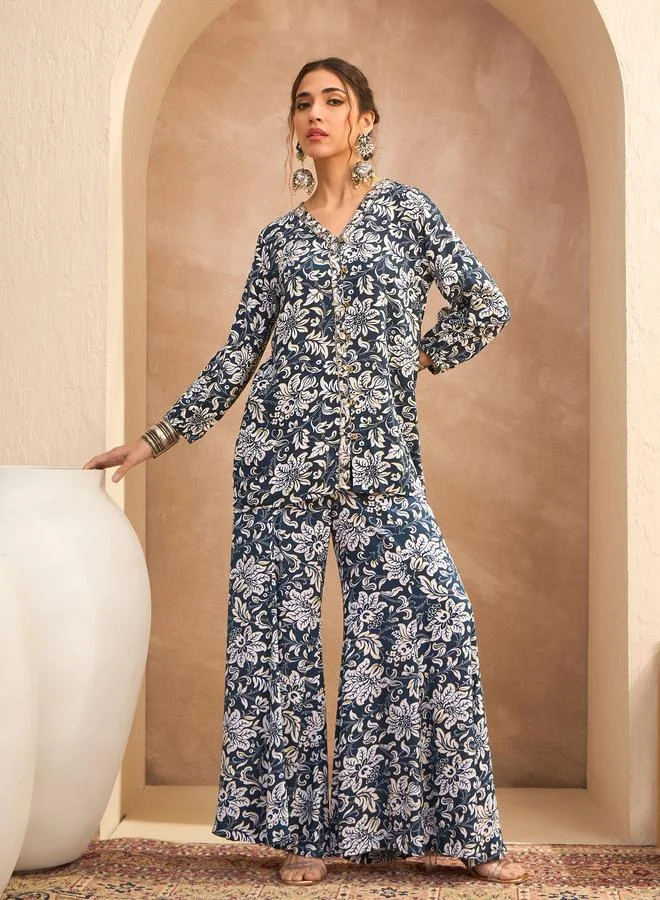 SASSAFRAS Sassafras All Over Print Shirt and Palazzos Co-Ords