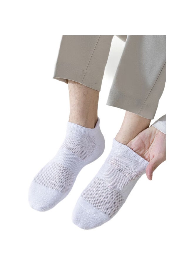 Yuzhaolin 5-Pair Pack Men'S Socks, Autumn And Winter Thin Short Socks, Boat Socks, Sports Terry Mid-Calf Socks, Sweat-Absorbing, Odor-Resistant Mesh - Image 3
