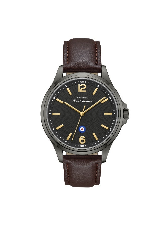 Ben Sherman Westminster Black Dial Brown Genuine Leather Strap Analog Watch for Men, 43mm - Image 1