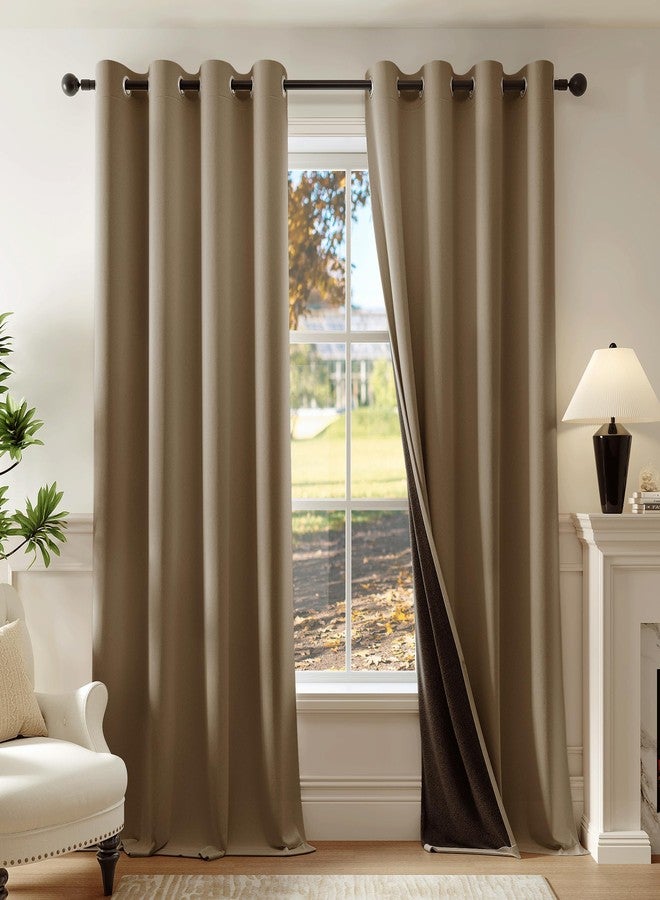 Beauoop 100% Blackout Curtains 84 Inch Long 2 Panels for Bedroom Living Room Brown Solid Room Darkening Thermal Insulated Soundproof Energy Saving Grommet Top Window Treatment Drapes,52x84, 2 Set - Image 1