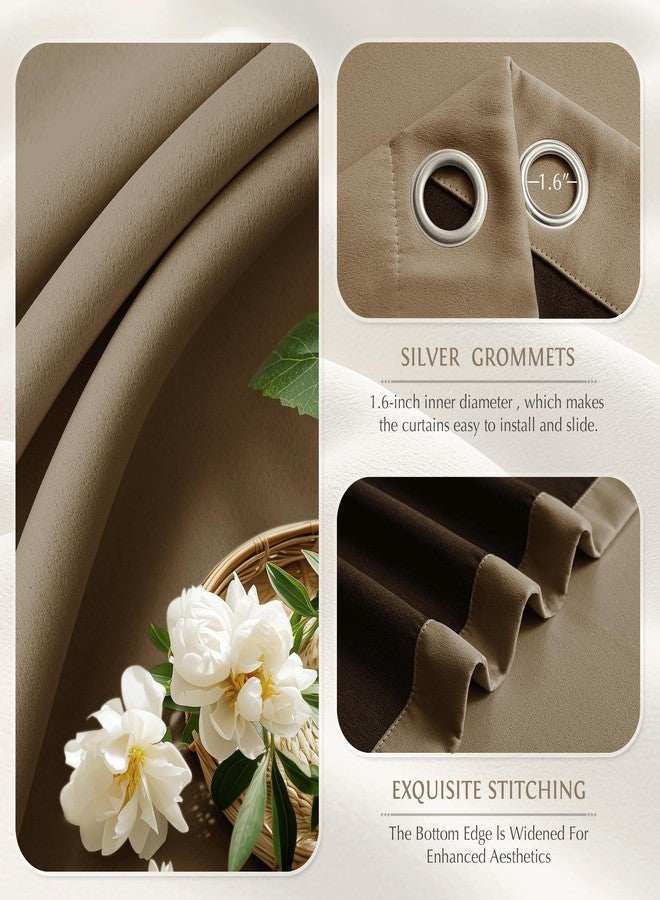 Beauoop 100% Blackout Curtains 84 Inch Long 2 Panels for Bedroom Living Room Brown Solid Room Darkening Thermal Insulated Soundproof Energy Saving Grommet Top Window Treatment Drapes,52x84, 2 Set - Image 3