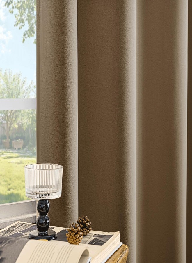Beauoop 100% Blackout Curtains 84 Inch Long 2 Panels for Bedroom Living Room Brown Solid Room Darkening Thermal Insulated Soundproof Energy Saving Grommet Top Window Treatment Drapes,52x84, 2 Set - Image 4