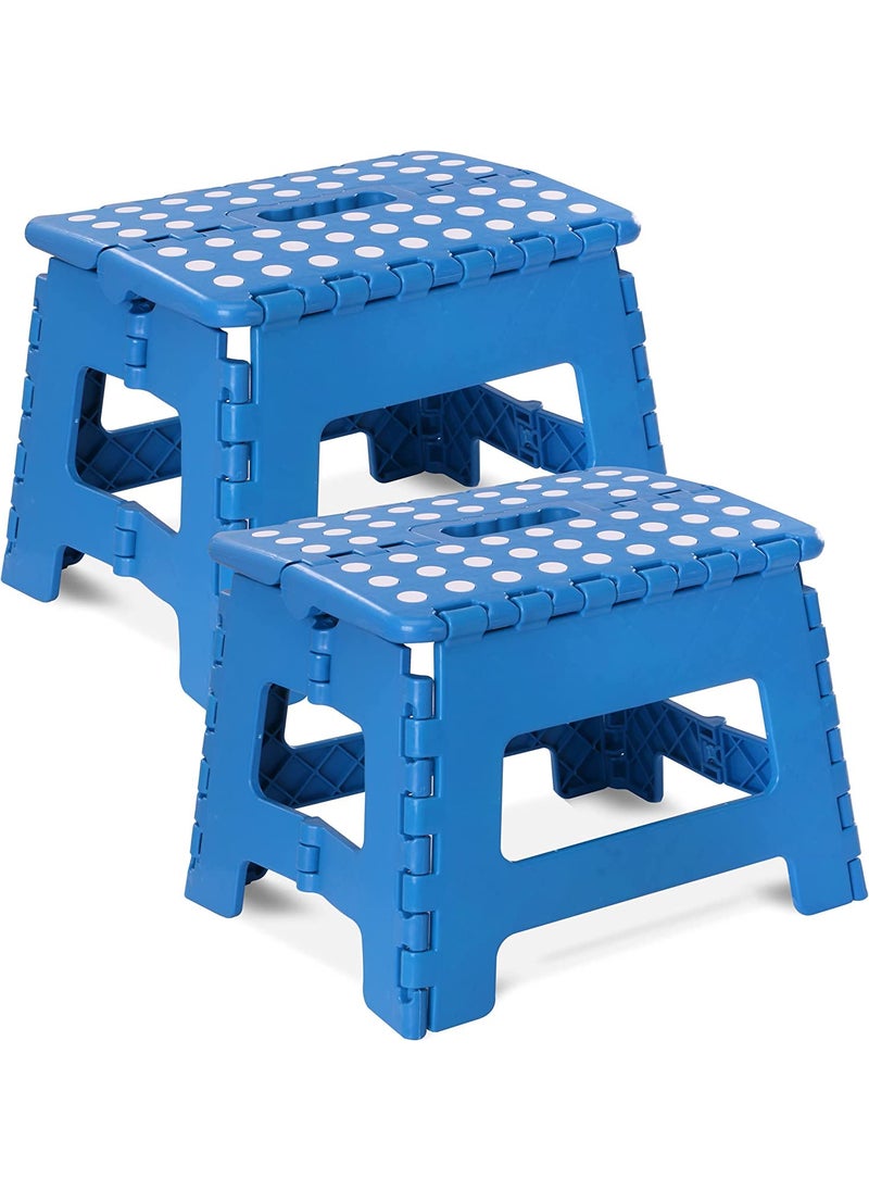Utopia Home Utopia Home Folding Step Stool  Pack of 2 Foot Stool with 9 Inch Height  Holds Up to 300 lbs  Lightweight Plastic Foldable Step Stool for Kitchen Bathroom  Living Room Blue 