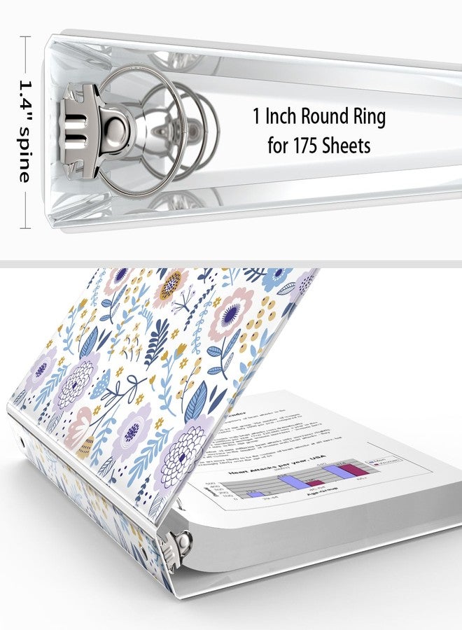 Eyrozill Floral 3 Ring Binder 1 Inch, Decorative Receipt Binders, Hair Client Records with Clear Interior Pockets for Letter-Size(11" x 8.5") Paper, PVC Cover (Floral) - Image 4