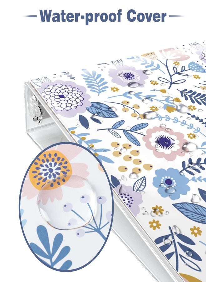 Eyrozill Floral 3 Ring Binder 1 Inch, Decorative Receipt Binders, Hair Client Records with Clear Interior Pockets for Letter-Size(11" x 8.5") Paper, PVC Cover (Floral) - Image 2