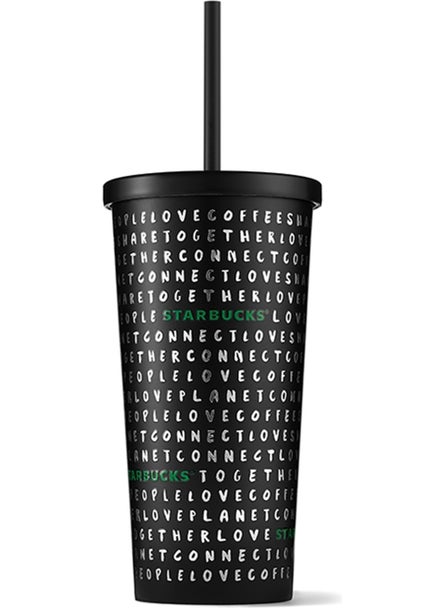 Starbucks ® Black Cold Beverage Glass with Stainless Steel Letters 473 ml - 11139682 