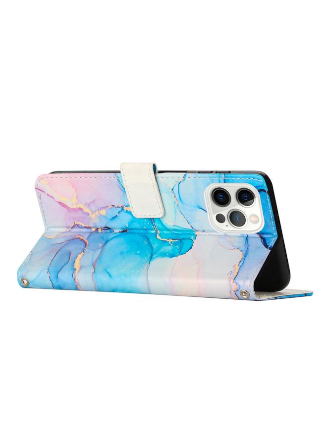 S-TOP Case For iPhone 13 Pro Max Crossbody Painted Marble Pattern Leather Phone Case - Image 3
