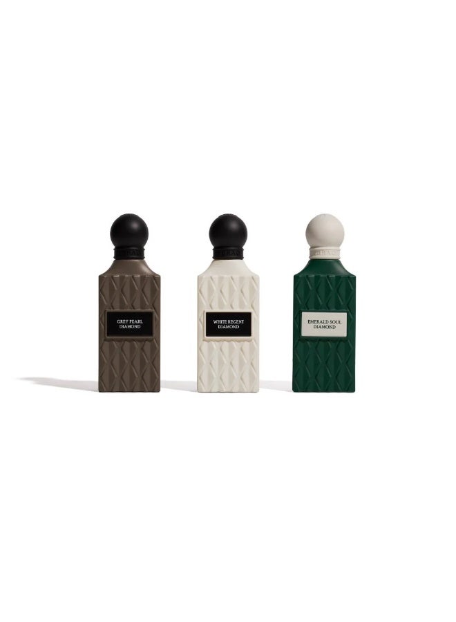 IBRAQ Ibrahim Alqurashi Perfume - Grey Wish 2 (· White Regent  75ml · Emerald Soul  75ml · Grey Pearl 75ml) - Image 1