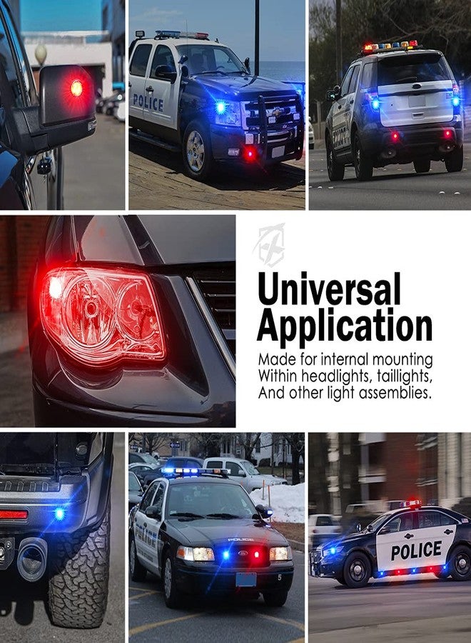 Xprite Red Blue LED Hideaway Strobe Police Lights Kit, 20 Flashing Patterns w/Control Panel for Headlights Taillights Hazard Warning Mounting, for Emergency Vehicles Volunteer Cop Cars Trucks, 4PCS - Image 5