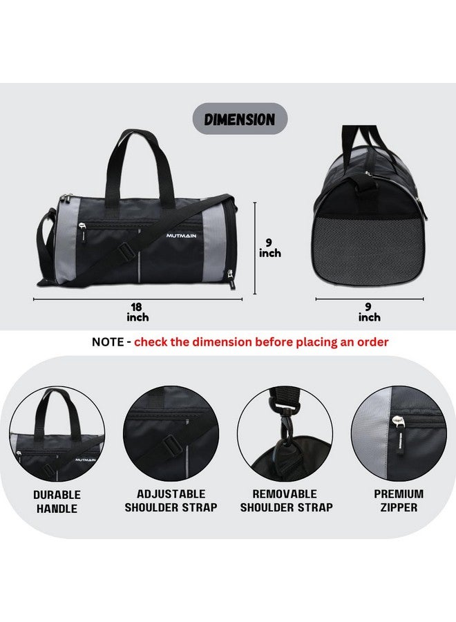 MUTMAIN 3 in 1 Gym Bag for Men and Women with Separate Shoe Compartment, Sports Bag, Kit, Duffle Bag, Backpack and Shoulder Side Bag for Travel Water Resistant Gym Accessories (GB2-BLK_Gry) - Image 5