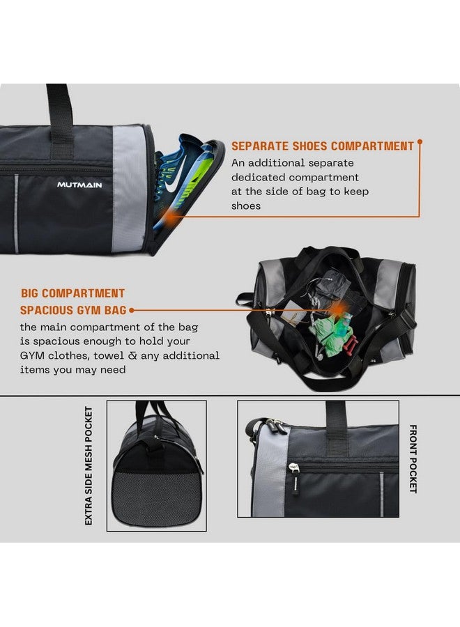 MUTMAIN 3 in 1 Gym Bag for Men and Women with Separate Shoe Compartment, Sports Bag, Kit, Duffle Bag, Backpack and Shoulder Side Bag for Travel Water Resistant Gym Accessories (GB2-BLK_Gry) - Image 2