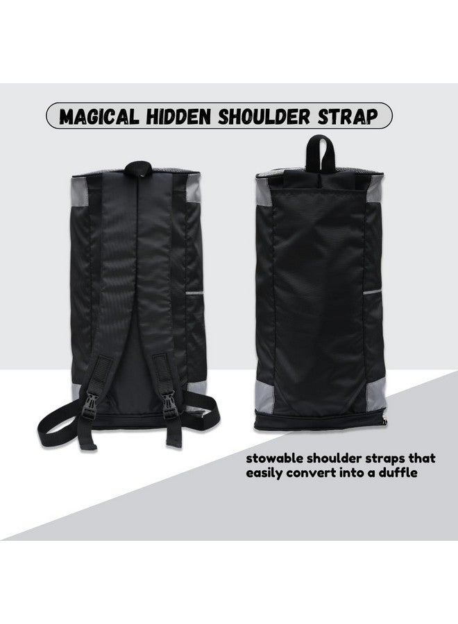 MUTMAIN 3 in 1 Gym Bag for Men and Women with Separate Shoe Compartment, Sports Bag, Kit, Duffle Bag, Backpack and Shoulder Side Bag for Travel Water Resistant Gym Accessories (GB2-BLK_Gry) - Image 4