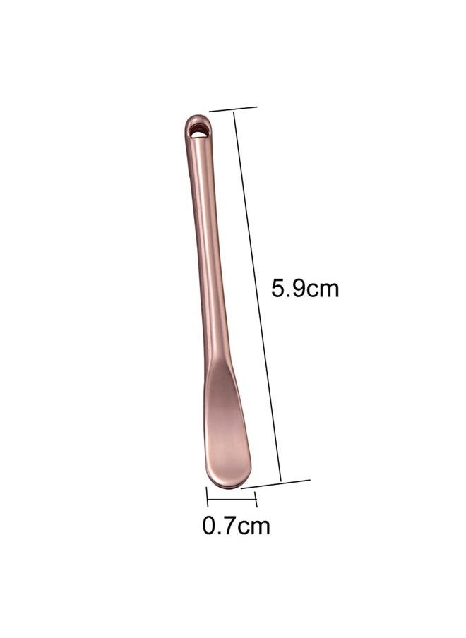 lasenersm 4 Pieces Zinc Alloy Makeup Spatula Eye Cream Spoon Beauty Scoop Mini Spoon Makeup Beauty Spoons Mini Cosmetic Skincare Spatula for Cream Lotions, Cylindrical Handle Type, Rose-Gold  - Image 3