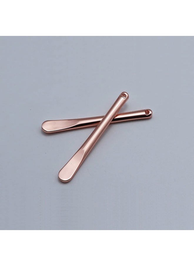 lasenersm 4 Pieces Zinc Alloy Makeup Spatula Eye Cream Spoon Beauty Scoop Mini Spoon Makeup Beauty Spoons Mini Cosmetic Skincare Spatula for Cream Lotions, Cylindrical Handle Type, Rose-Gold  - Image 2