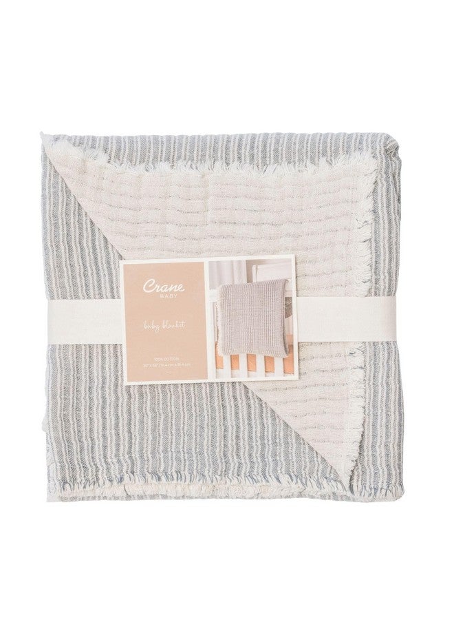 Crane Baby Shoreline Stripe Blanket, Soft Cotton Nursery and Stroller Blanket, 100% Cotton, 36" x 36" - Image 4