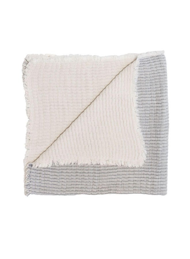 Crane Baby Shoreline Stripe Blanket, Soft Cotton Nursery and Stroller Blanket, 100% Cotton, 36" x 36" - Image 1