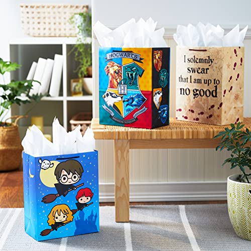 Hallmark 13 Large Harry Potter Gift Bag Bundle 3 Bags Hogwarts Crest Marauders Map Harry Ron Hermione for Birthdays Kids Parties Christmas - Image 5
