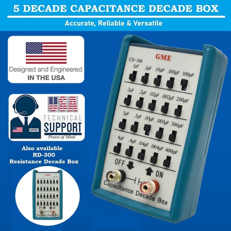 GME CD-300 Capacitance Substitution Decade Box, 5 Decades Range, 100pF to 11.111 μF, Designed in The USA - Image 2