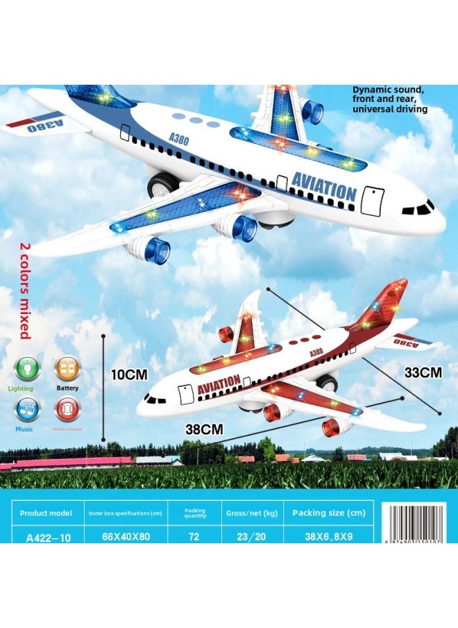 Children's Toy Aircraft Boy Baby Super Large Drop Resistant Inertial Toy Car Simulation Airliner Puzzle Multi-function-Color:Blue-window Box Electric Universal Story Aircraft  - Image 4