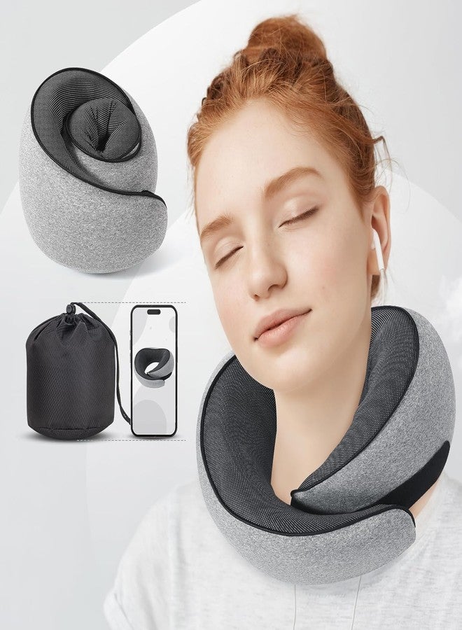 NPB Store Travel Pillow, Travel Neck Pillow for Airplanes Car, 100% Pure Memory Foam Travel Pillow, Sleeping Essentials for Long Flight 360 Head Support Degree Comfort and Breathability Grey - Image 2
