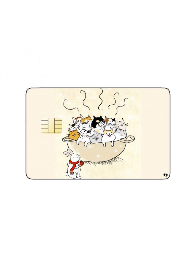 RKN PRINTED BANK CARD STICKER Cute Cats Drawing In Bowl - Image 2