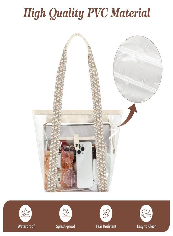 MoKo Clear Tote Bag, Large Capacity Handbags with 2 Pockets, Waterproof PVC Tote Bags for Women, Clear Bag for Stadium Events, Concert, Water Park, Beach, Swimming Pool, Gym - Image 3