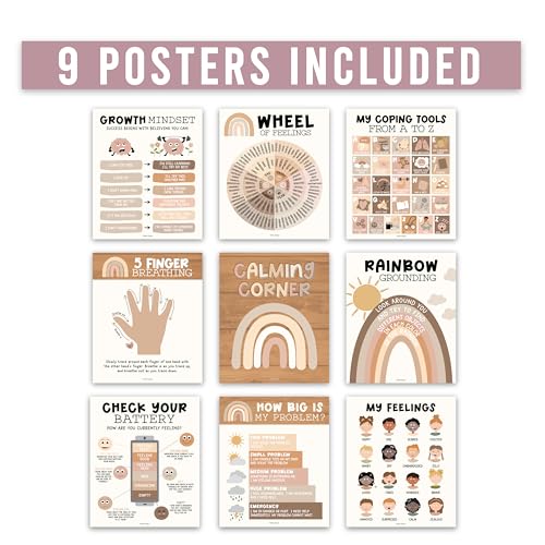 Hadley Designs 9 Calming Corner Posters For Classroom Must Haves For Teachers - 11x14 Calm Down Corner Supplies, Feelings Chart For Kids Ages 4-8, Feelings Wheel Poster, Boho Classroom Decor - Image 2