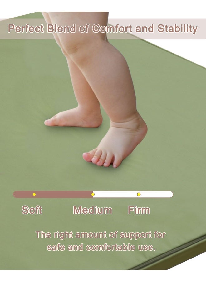 SEPARO سجادة لعب للأطفال للأرضية، بسماكة 1.2" من الفوم المبطن 50x50، مخمل ناعم وجلد غير قابل للانزلاق، غطاء قابل للإزالة، قابل للغسل، سجادة حضانة لزحف الأطفال، toddlers، الرضع، الأطفال، اليوغا، تاتامي، أخضر مريمي - Image 5