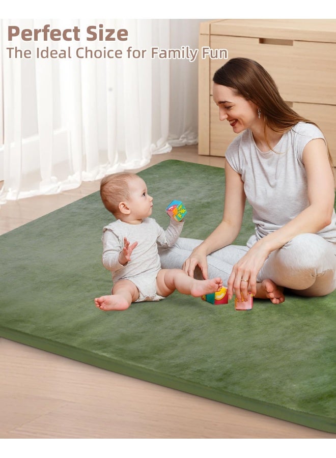 SEPARO سجادة لعب للأطفال للأرضية، بسماكة 1.2" من الفوم المبطن 50x50، مخمل ناعم وجلد غير قابل للانزلاق، غطاء قابل للإزالة، قابل للغسل، سجادة حضانة لزحف الأطفال، toddlers، الرضع، الأطفال، اليوغا، تاتامي، أخضر مريمي - Image 4