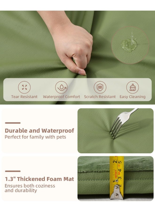 SEPARO سجادة لعب للأطفال للأرضية، بسماكة 1.2" من الفوم المبطن 50x50، مخمل ناعم وجلد غير قابل للانزلاق، غطاء قابل للإزالة، قابل للغسل، سجادة حضانة لزحف الأطفال، toddlers، الرضع، الأطفال، اليوغا، تاتامي، أخضر مريمي - Image 3