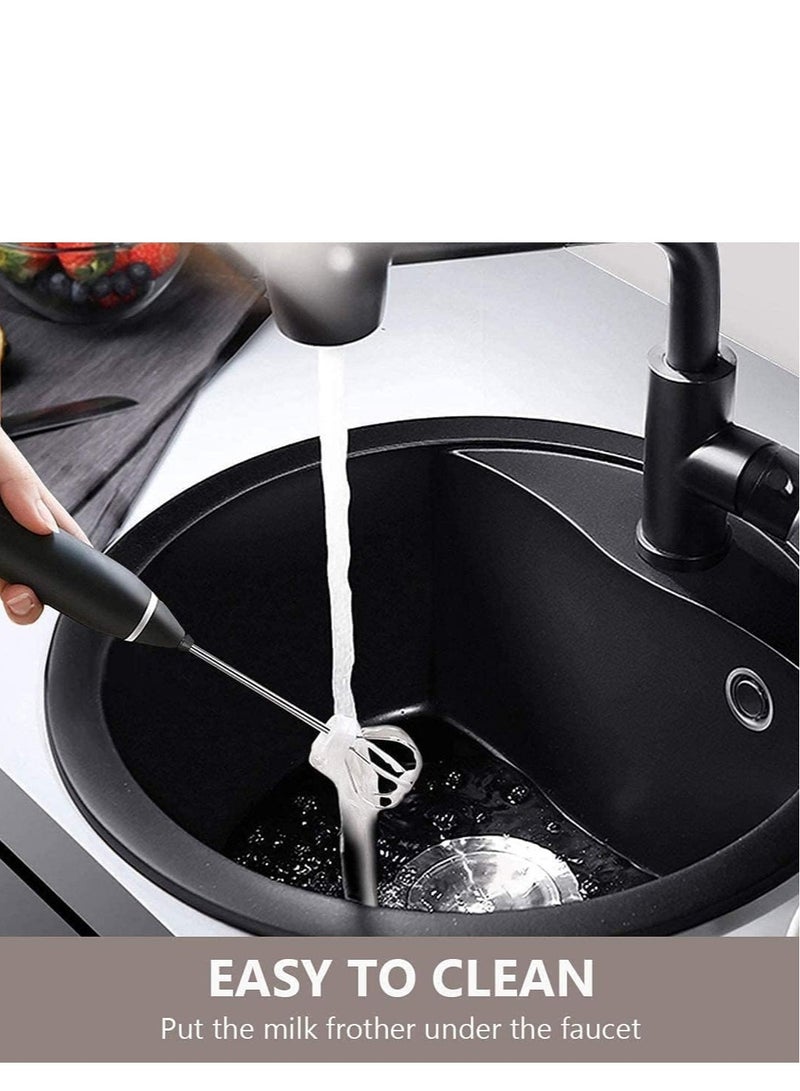 Portable Milk Frother – Handheld USB Rechargeable Foam Maker with 3-Speed Adjustment, 2 Stainless Whisks for Lattes, Cappuccinos, and Eggs - Image 3