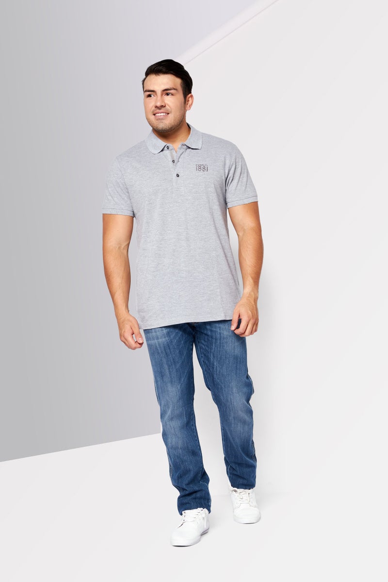 CERRUTI 1881 Men Regular Fit Band Logo Short Sleeve Polo Shirt, Grey - Image 2