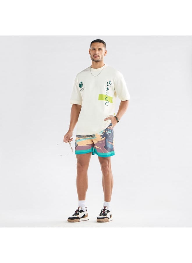 FAV - Palm Tree Print Shorts with Drawstring Closure and Pockets - Image 1