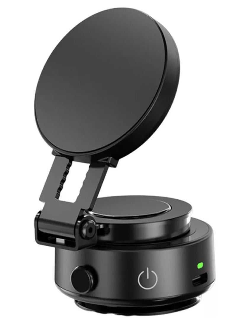 أداك حامل هاتف مغناطيسي كهربائي مفرغ من الهواء، حامل هاتف للاستحمام والسيارة، حامل هاتف محمول قوي الشفط للصالة الرياضية والمرايا والأسطح الملساء، متوافق مع iPhone وAndroid (أسود). (الإصدار 1) - Image 1