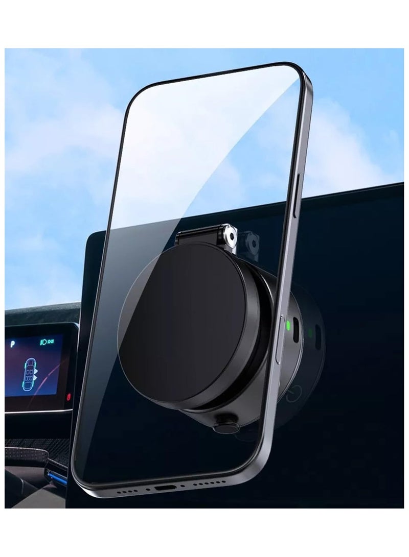أداك حامل هاتف مغناطيسي كهربائي مفرغ من الهواء، حامل هاتف للاستحمام والسيارة، حامل هاتف محمول قوي الشفط للصالة الرياضية والمرايا والأسطح الملساء، متوافق مع iPhone وAndroid (أسود). (الإصدار 1) - Image 3