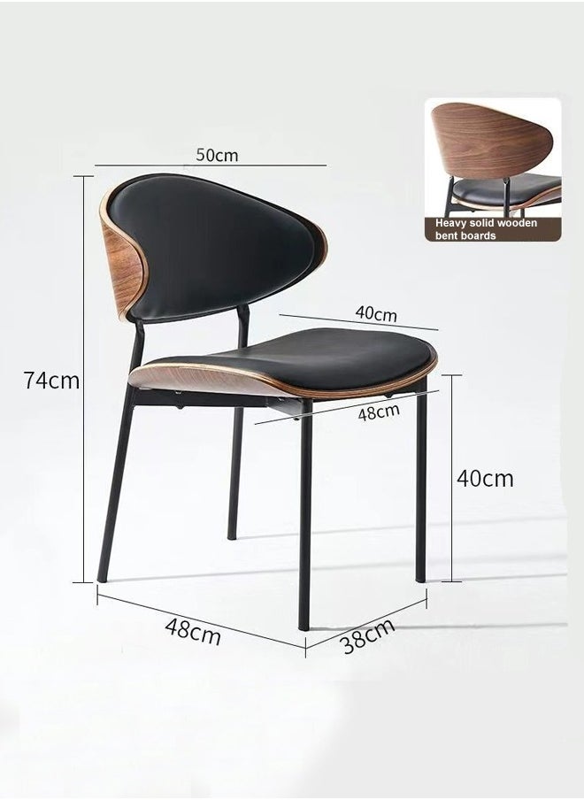 fashionhome Set of 2 Modern Curved Leather Backrest Design Dining Chairs High Back Upholstered Durable Carbon Steel Frame Chairs for Living Room Bedroom Home Offices Café Restaurants 38x48x74 cm  - Image 5
