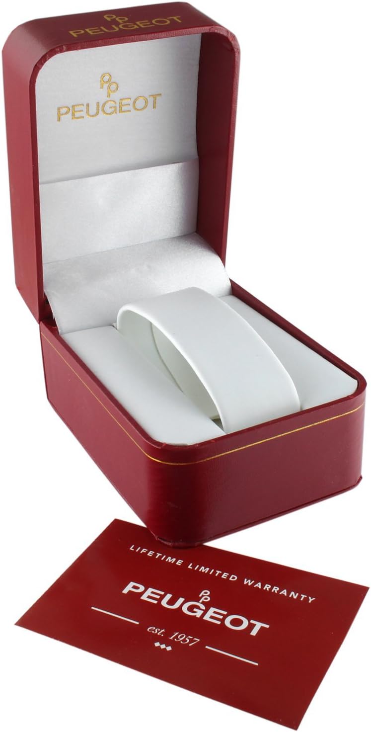 بيجو ساعة بيجو للرجال بتصميم كلاسيكي مستطيل الشكل بأرقام رومانية وسوار من الجلد - Image 2