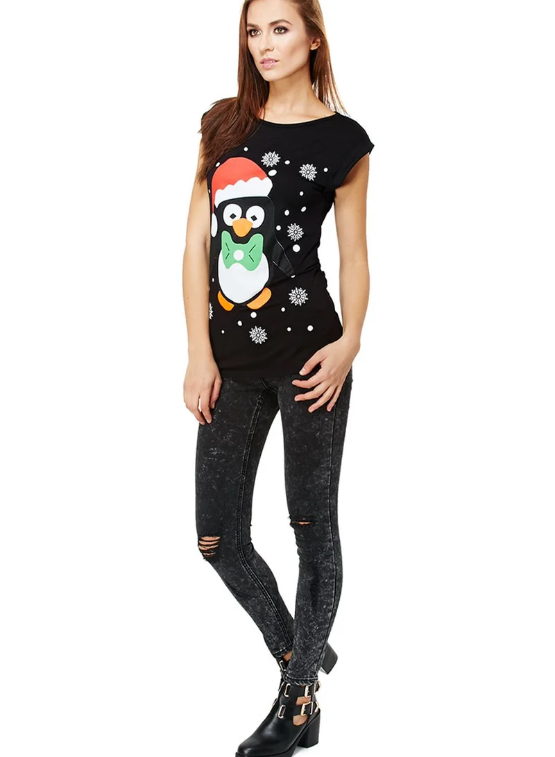 Ginger Christmas Penguin T-Shirt