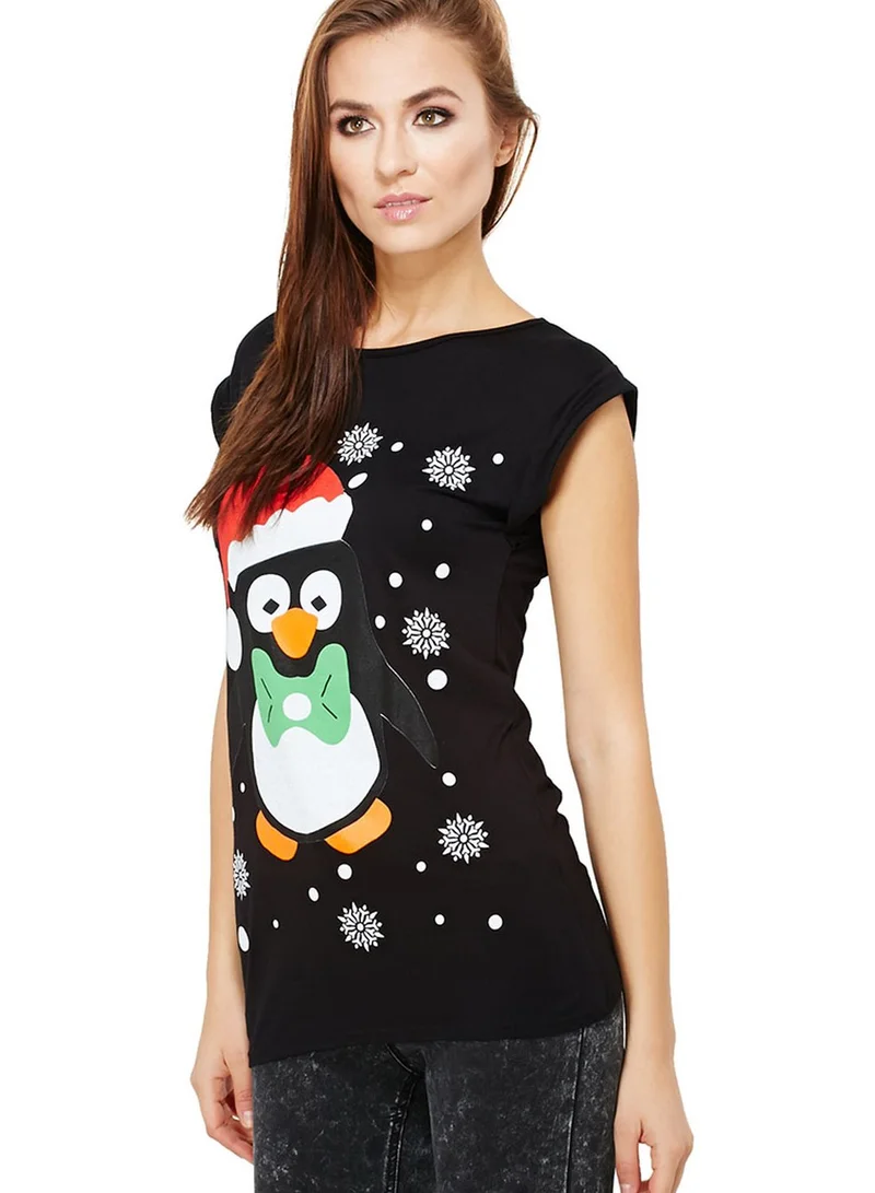 Ginger Christmas Penguin T-Shirt