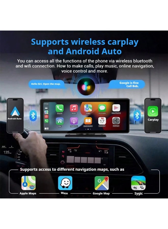 XUTIANZE Apple Carplay Screen for Car, 10.26" HD Portable Car Stereo Touch Screen with Wireless Android Auto, Backup Camera, Car Audio Receivers with Voice Control, Mirror Link, Bluetooth, GPS Navigation  - Image 2