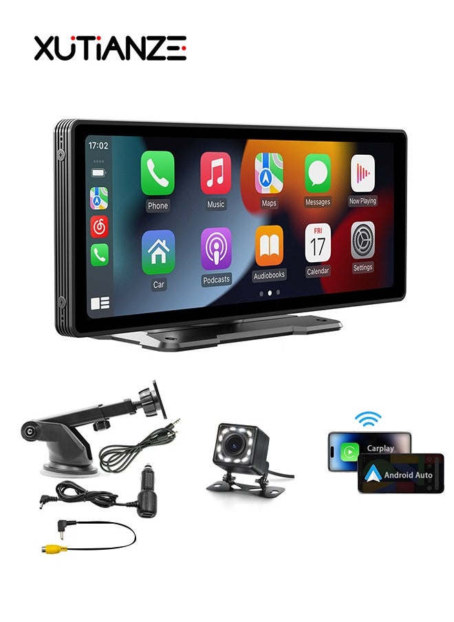 XUTIANZE Apple Carplay Screen for Car, 10.26" HD Portable Car Stereo Touch Screen with Wireless Android Auto, Backup Camera, Car Audio Receivers with Voice Control, Mirror Link, Bluetooth, GPS Navigation  - Image 1