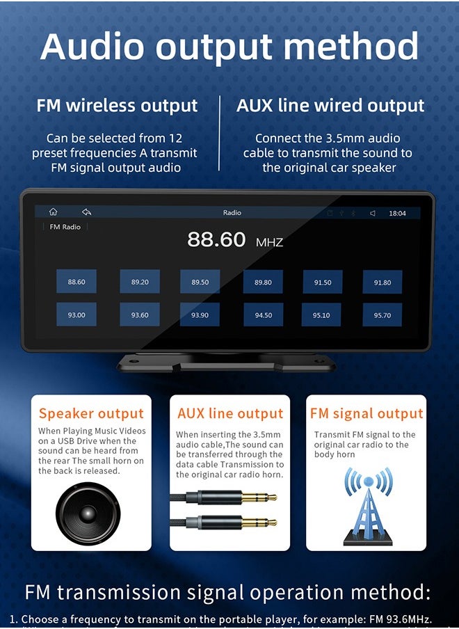 XUTIANZE - Apple Carplay Screen for Car, 10.26" HD Portable Car Stereo Touch Screen with Wireless Android Auto, Backup Camera, Car Audio Receivers with Voice Control, Mirror Link, Bluetooth, GPS Navigation - Image 1