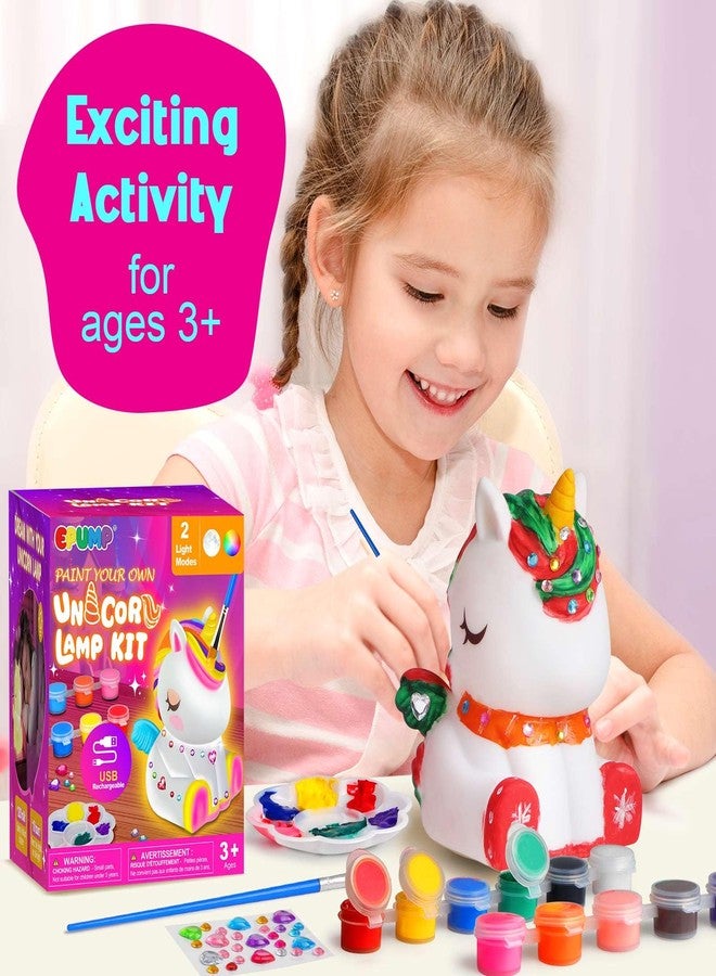 EPUMP Paint Your Own Unicorn Lamp Kit - Rechargeable 1200mAh Night Light with 2 Light Modes, Arts and Crafts Painting Toys for Girls Boys, Art Supplies Birthday Gifts for Kids Ages 3-12+ - Image 2